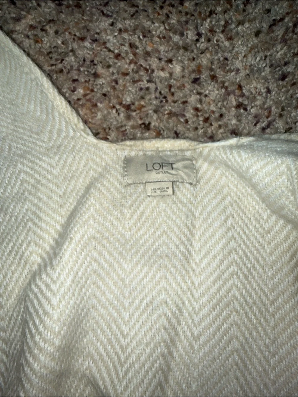 LOFT Cream Shawl with Pale Pink and Light Gray Stripes
